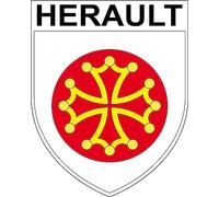 1 X GRAND ECUSSON HERAULT autocollants 9x8 cm - BLASON HERAULT département 34 - STICKER
