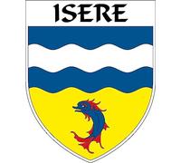 1 X GRAND ECUSSON ISERE autocollants 9x8 cm - BLASON ISERE département 38 - STICKER