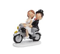 1 X Hochzeit Dekoration Figurine jeunes mariés sur moto Idéale pour décorer tables gâteaux et pièces montées