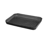 1 x Moule à Tarte Perforé, Moule à Quiche, Moule à Gâteau Rectangulaire, Revêtement Anti adhésif, Fond Amovible (31 x 21 cm) Noir
