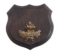 1 x Plaque de trophée de sanglier en forme de blason, AF 17 cm, avec plaque de couverture en feuille de chêne massive + grande