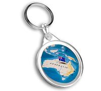 1 x porte-clés photo - Drapeau de la carte du monde de l'Australie | Porte-clés | Breloque | #44172, multicolore, M