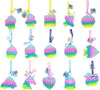 1 x porte-clés "Pop it", 10 cm, 1 parmi 15 designs, dragonne avec impression "I Love you", mousqueton, popit popits
