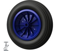 1 x Roue à air Ø 370 mm 3.50-8 palier lisse roue de brouette pneus, noir/bleu