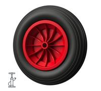 1 x Roue à air Ø 370 mm 3.50-8 palier lisse roue de brouette pneus noir/rouge