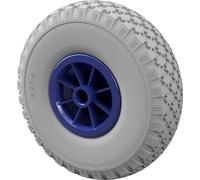 1 x Roue en polyuréthane Ø 260 mm 3.00-4 palier lisse roue de lancement roue de diable anti-crevaison, gris/bleu