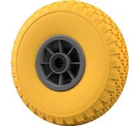 1 x Roue en polyuréthane Ø 260 mm 3.00-4 roulement à aiguilles roue de secours charrette à bras chariot à main anti-crevaison, jaune/gris