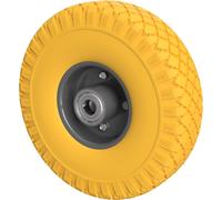1 x Roue en polyuréthane Ø 260 mm 3.00-4 roulement à billes chariot à main charrette à bras roue de secours anti-crevaison, jaune/gris