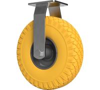 1 x Roulette fixe avec roue enPolyuréthaneØ 260 mm 3.00-4 roulement à billes rouleau de transport anti-crevaison, jaune/gris