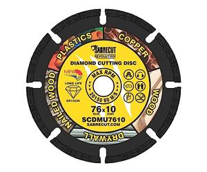 1 x SabreCut SCDMU7610 76mm (3") x 10mm d'alésage brasé sous vide pour meuleuse d'angle de coupe multi-matériaux scie circulaire lame de disque diamantée