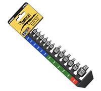 1 x SabreCut SCSK001 Coffret de 12 douilles Torx ultra-courtes à double entraînement T10-T60 - Profil ultra-plat, entraînement carré 1/4", 3/8" et 1/2" + hexagone externe, acier à chocs S2