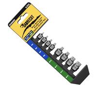 1 x SabreCut SCSK003 Coffret de 8 douilles à double entraînement, profil bas, XZN, triple cannelure carrée M4-M16 - Profil ultra-bas, entraînement carré 1/4" et 3/8" + hexagone externe