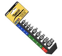 1 x SabreCut SCSK004 Coffret de 9 douilles hexagonales extra-plates à double entraînement H3-H14 - Profil ultra-plat, entraînement carré 1/4", 3/8" et 1/2" + douille hexagonale externe