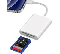 1 x SD Card Reader for iPhone, iPad, SD Card Reader, Digital Camera to iPhone Adapter, 2 in 1 Memory Card Reader Adapter, Memory Card Adapter with
