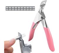 1 X Stainless Steel Nail Clippers With 10 Magnets,Professional Nail Capsule,Nail Capsule Clipper,Suitable For False Nails,Acrylic Nails,Artificial Nails (Pink)