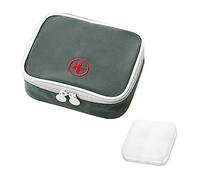 1 x trousse d'urgence médicale avec 1 x boîte à pilules blanche, sac de rangement portable pour médicaments, mini trousse de premiers secours, sac médical de voyage étanche pour le camping, la