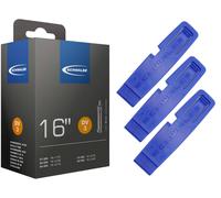 1 x tuyau de vélo Schwalbe 62-305 (16 x 2,50) DV 32 mm valve Dunlop + lève-pneu