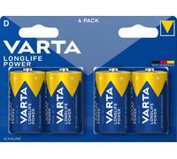 VARTA Piles D Mono, lot de 4, Longlife Power, Alcalines, 1,5V, pour jouets, souris sans fil, lampes de poche, Made in Germany