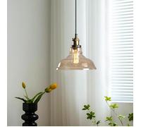 1 x Verre Rétro Suspension Luminaire Industrielle Vintage E27 Lustre Eclairage de Plafond Lampe Grand Bol Verre Ambre - SMOTOP