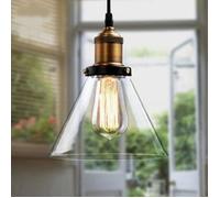1 x Verre Rétro Suspension Luminaire Industrielle Vintage E27 Lustre Eclairage de Plafond Triangulaire Verre Transparent - SMOTOP