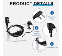 1 x Walkie Talkie Earphone,Air Tube Acoustic Earpiece,Surveillance Radio Earpiece with 2 Branches Acoustic Tube,Walkie Talkie 2 Pin Headset Earphone,Built-in Microphone and