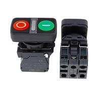 1 x XB5 Interrupteur momentané à double bouton-poussoir lumineux 1 plat 1 haut 220 V 24 V 22 mm 1 NO 1 NC(With light 2flat,24V)