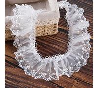 1 Yard 6 cm Dentelle en Mousseline de soie Plissée avec Perles, Ruban de Dentelle Vintage Dentelle Satin Bord Plissé Passemenerie Tissu Dentelle Rubans Bordée Macramé, Bricolage, Vêtements, Blanc