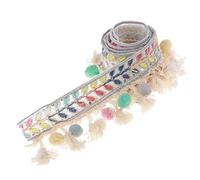 1 Yard Beaded Tassel Fringe Trim Braid Ribbon for DIY Crafts, Curtains, and Bags - Elegant Pom Pom Ball Edging