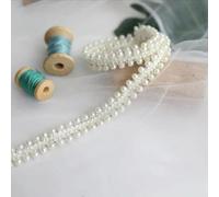 1 Yard Blanc Perle Perlée Dentelle Ruban D'habillage Tissu Vêtements Décoration Robe De Mariée Col Manches Dentelle Applique DIY Artisanat-02-1Yard