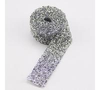 1 Yard Résine Paillettes Strass Cristal Hot Fix Strass Chaîne Ruban Coupe Patchs Hot-Fix Applique 1-3CM-Argent 08,2mm