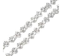 (1 YARD) Silver Clear Bridal Beaded Crystal Rhinestone Applique Trim Belt Gold Sewing Iron On For Wedding Dress Clothing(Copper)