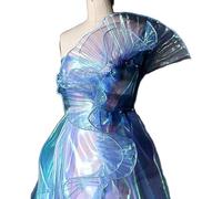 1 Yard Sirène Plissée en Dentelle Plissée Fleur De Fleur Magique Couleur Gradient pour Les Vagues De Mariage Tissu De Décoration À Rayures