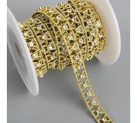 1 Yards 13mm Largeur Flatback Imitation Perle Arc avec 4mm Ronde Strass Chaîne Couture Garniture De Mariage Vêtements Gâteau Décoration