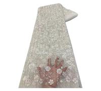 1 Yards Sequins Bead Lace Fabric Embroidery Tulle For Women Wedding Dress Craft(Color 4)