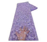 1 Yards Sequins Bead Lace Fabric Embroidery Tulle For Women Wedding Dress Craft(Color 6)