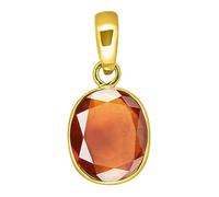 10.00 Ratti 9.00 Carat Hessonite Grenat Pierre Ashtdhatu Plaqué Or Pendentif Original et Certifié par Wtgtl Pierre précieuse naturelle gommée non chauffée et non traitée à des fins astrologiques