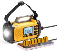 [10 000 mAh] SH-906 Radio d'urgence,Radio Solaire Portable à manivelle avec AM/FM/SW/VHF,Lampe de Lecture,SOS,Boussole,Chargeur de téléphone pour la Survie en Plein air