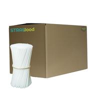 10.000 Pailles STRAWOOD Blanc de taille 7mm x 20cm réutilisable, composées de Lignine et Fibres de Bois. Nos pailles sont 100% compostables et respectueuses de l'environnement. (10000, Blanc)