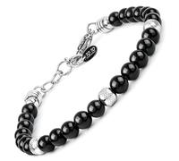 10:10 Bracelet avec pierres de tourmaline naturelles de 6 mm de diamètre, perles diamantées en acier inoxydable antiallergique, bracelet pour homme et femme, très résistant