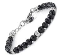 10:10 Bracelet en acier inoxydable et pierre tourmaline naturelle - Durable et réglable pour homme et femme, emballage cadeau - Élégance Made in Italy