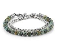 10:10 Bracelet homme/femme en pierres naturelles énergétique - Chaîne vénitienne 4x4 mm, acier inoxydable - Made In Italy (Turquoises Africaines)