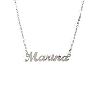 10:10 Collier Nom Prénom Personnalisé Pour Femme, Acier Inoxydable, Bijoux Prénom Femme Finition Polie, Fine Chaîne Réglable Fabriqué En Italie.