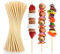 10/100/200 pièces Brochettes rondes en bambou naturel, sans échardes, résistantes à la chaleur pour barbecue extérieur, grillades de viande, fruits de mer, barbe à papa, fête, mariage, décoration de t