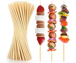 10/100/200 pièces Brochettes rondes en bambou naturel, sans échardes, résistantes à la chaleur pour barbecue extérieur, grillades de viande, fruits de mer, barbe à papa, fête, mariage, décoration de t