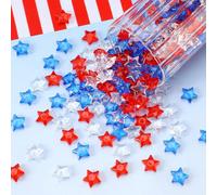 10/100/200pcs Décorations en acrylique transparent rouge et bleu en forme d'étoile, décoration de fête à thème patriotique, convient pour le 4 juillet, le Memorial Day, les anniversaires, les loisirs 