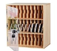 10~100 Casiers pour Téléphones Armoire Téléphone Portable avec Serrure Coffre-Fort Mural pour Téléphone Portable Boîte De Rangement pour Téléphone Portable Étudiant Employé (Color : Wood, S : 30 bit