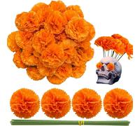 10-100 PIÈCES EN GROS DE FLEURS ARTIFICIELLES DE MARIGOLD EN SOIE POUR LA JOUR DE LA MORT, HALLOWEEN, DIWALI - FLEURS ARTIFICIELLES POUR LA CONFECTION DE COURONNES ET GUIRNALTES DIY À DOMICILE Red