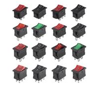 10/100 pièces KCD1 2/3/4 broches 15 * 21mm interrupteur à bascule marche-arrêt 6A 250V AC, alimentation 10A 125V, avec feu de circulation(Green Light 4Pin,100 PCS)