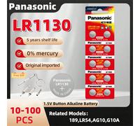 10-100 pièces Pile bouton alcaline originale Panasonic 189 LR1130 AG10 SR1130 389 V10GA LR54 SR54 pour montre, calculatrice, jouet 10 pièces (GF),20 pièces (GF),30 pièces (GF),40 pièces (GF),50 pièces