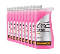 10 (10x1) Litre Mannol Antigel AF12 + Antigel Fertiggemisch Rouge 40°C)